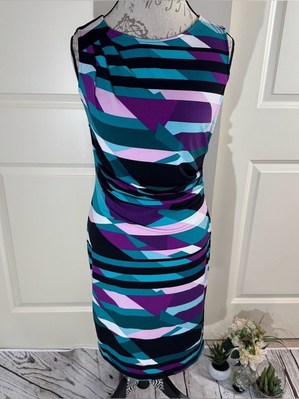calvin klein pink and black dress | Dresses | Calvin Klein Teal Purple Light Geometric Midi Small BC Fabrication | NEOPRENE Shift Dress Sewing Pattern Size:8 1/2
